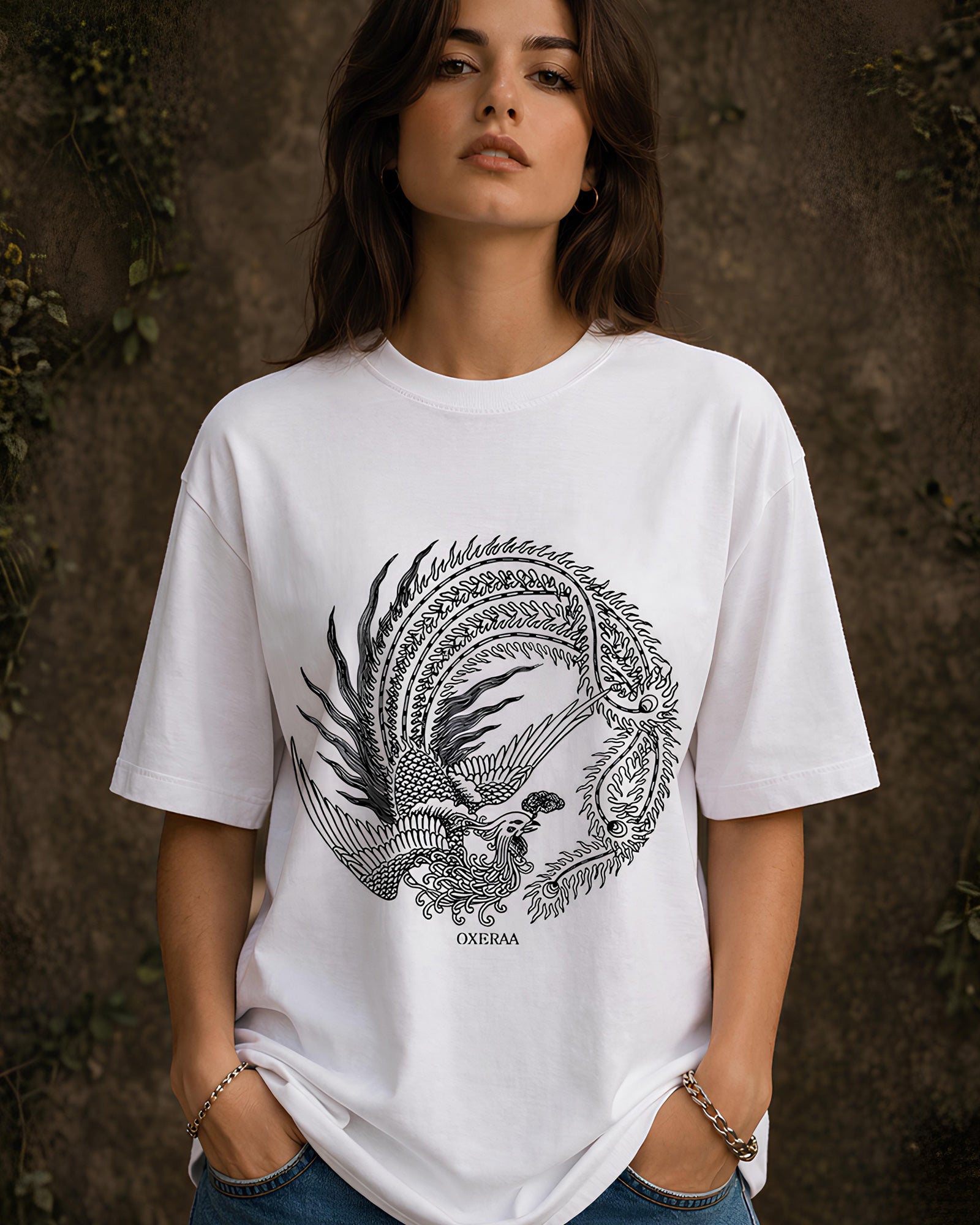 Rise of the Firebird Aesthetic Print - Oversized T-Shirt for Women