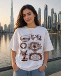 Royal Etchings Aesthetic Print - Oversized T-Shirt for Women