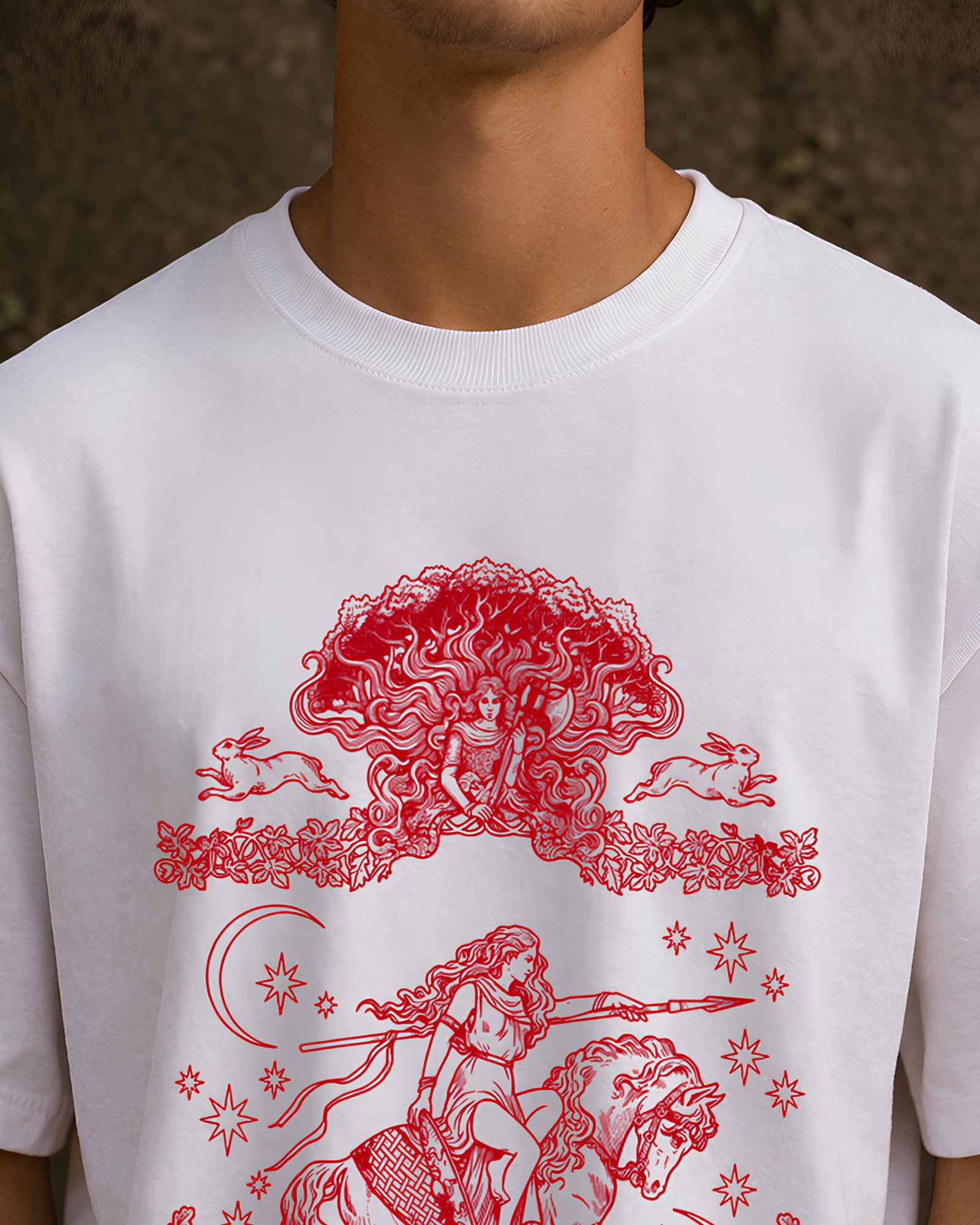 Spear of the Night Aesthetic Print - Oversized T-Shirt for Men