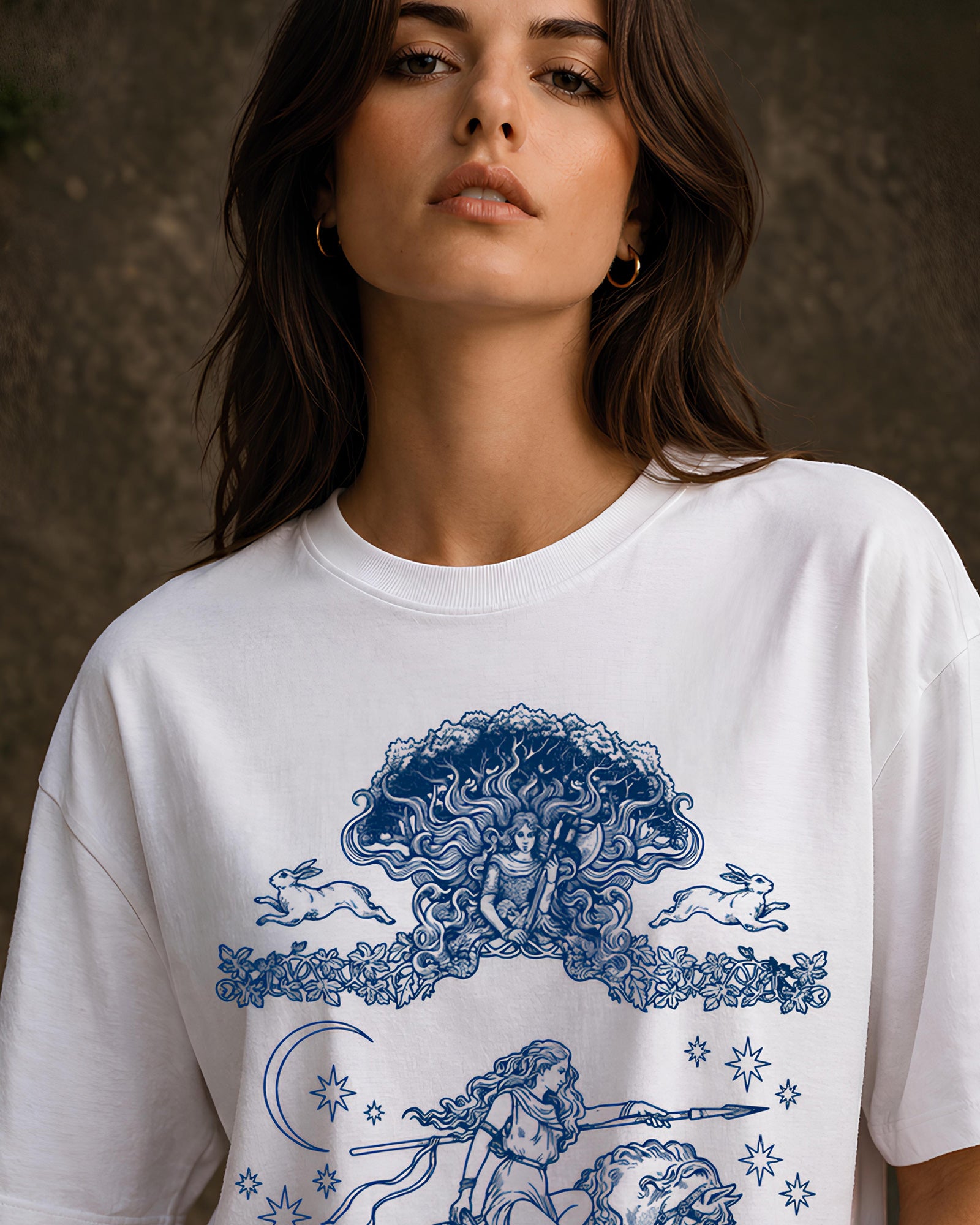 Spear of the Night Aesthetic Print - Oversized T-Shirt for Women