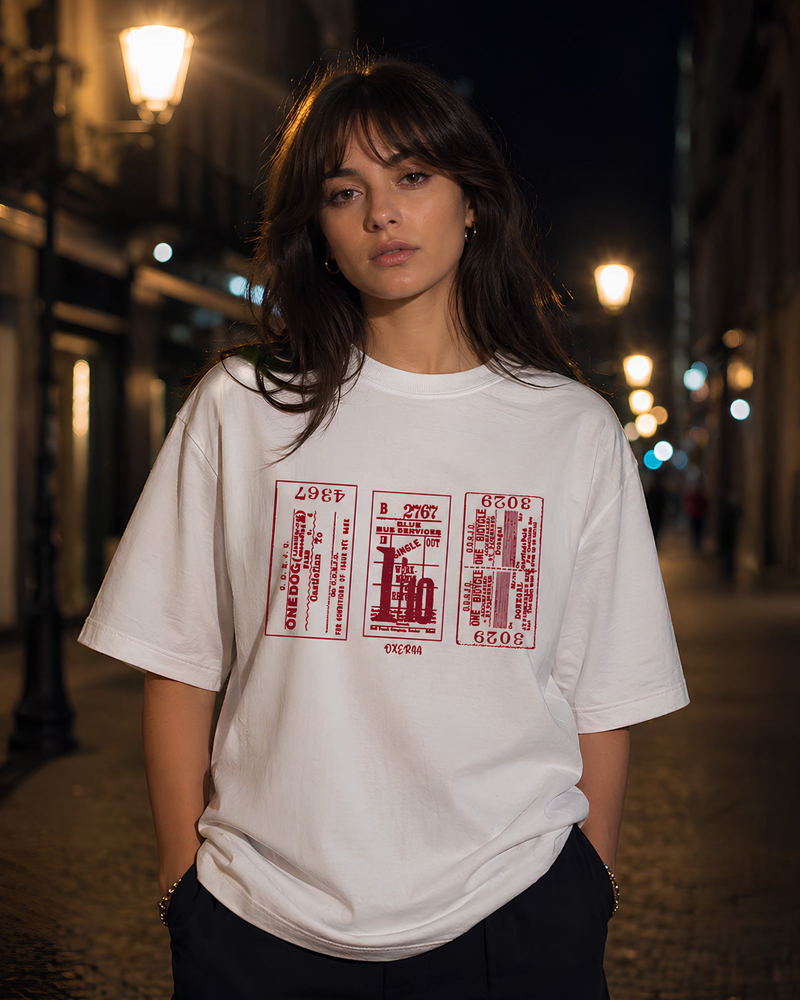 Stamped memories Aesthetic Print - Oversized T-Shirt for Women