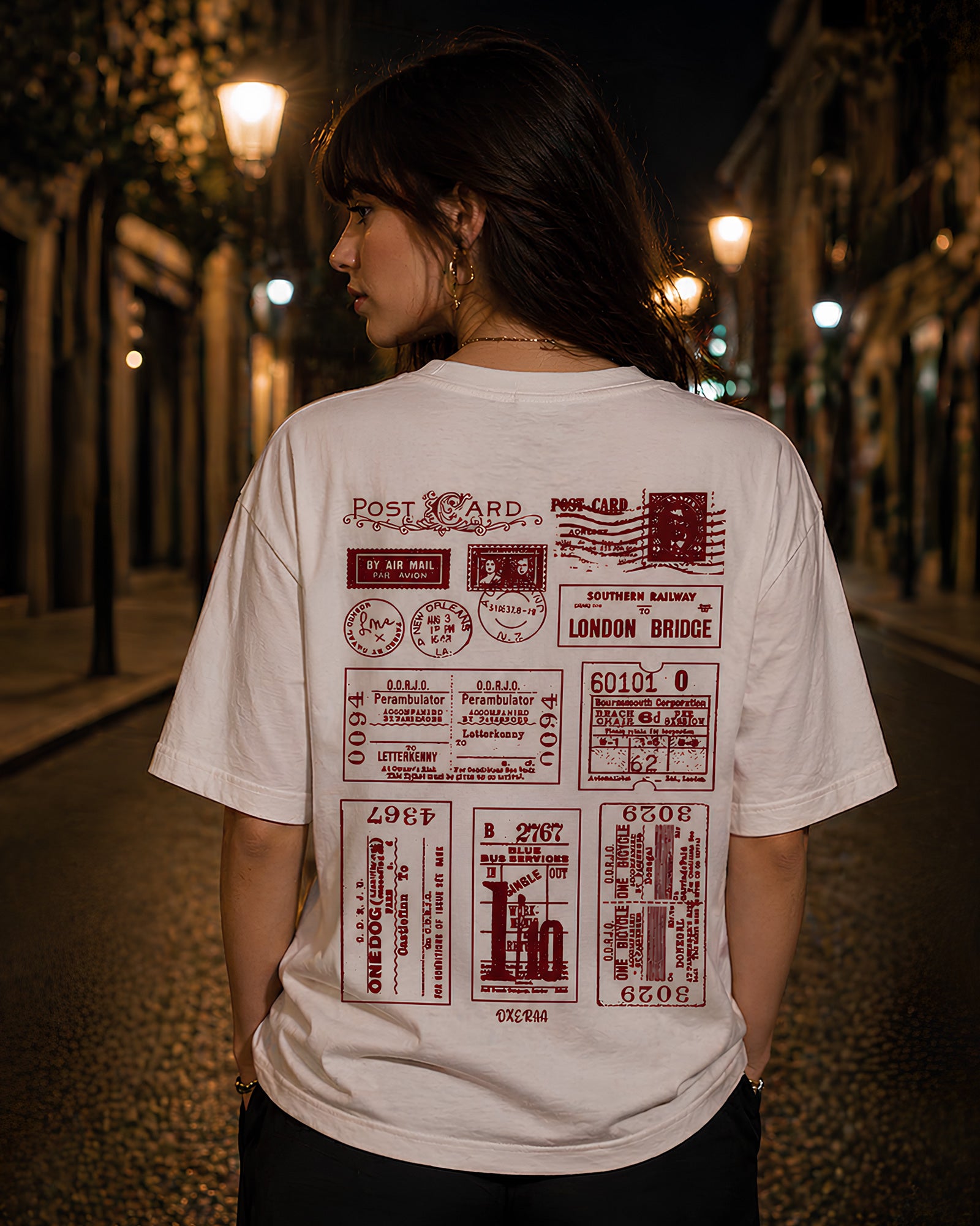 Stamped memories Aesthetic Print - Oversized T-Shirt for Women