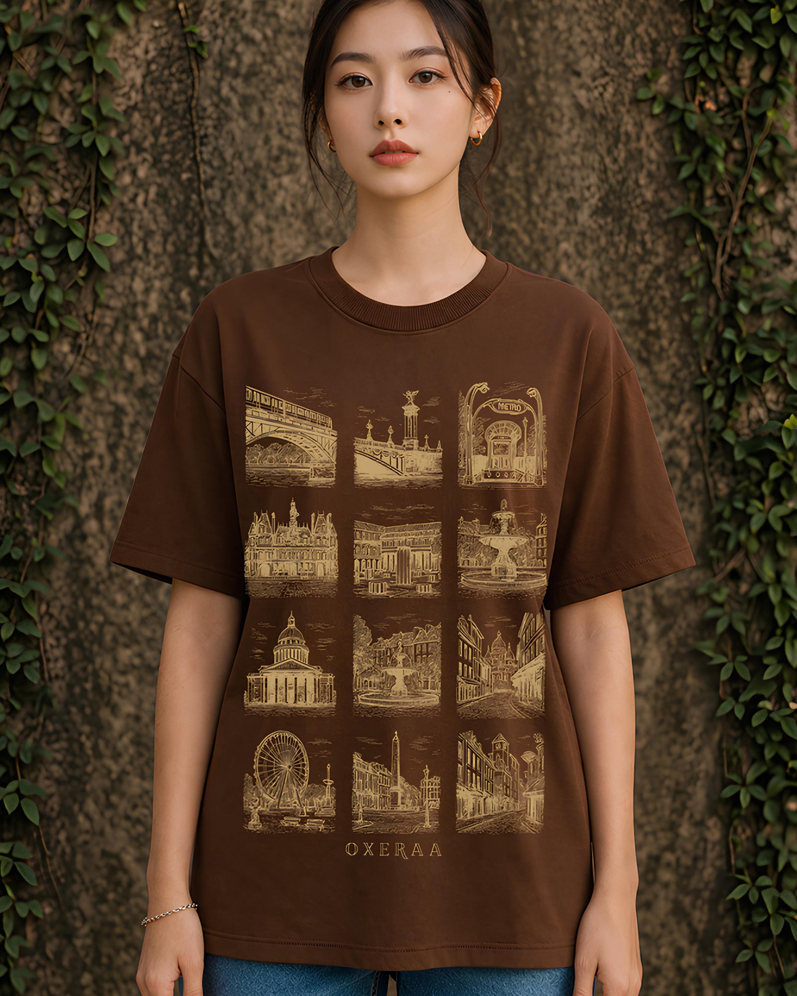 Streets of Europe Aesthetic Print - Oversized T-Shirt for Women
