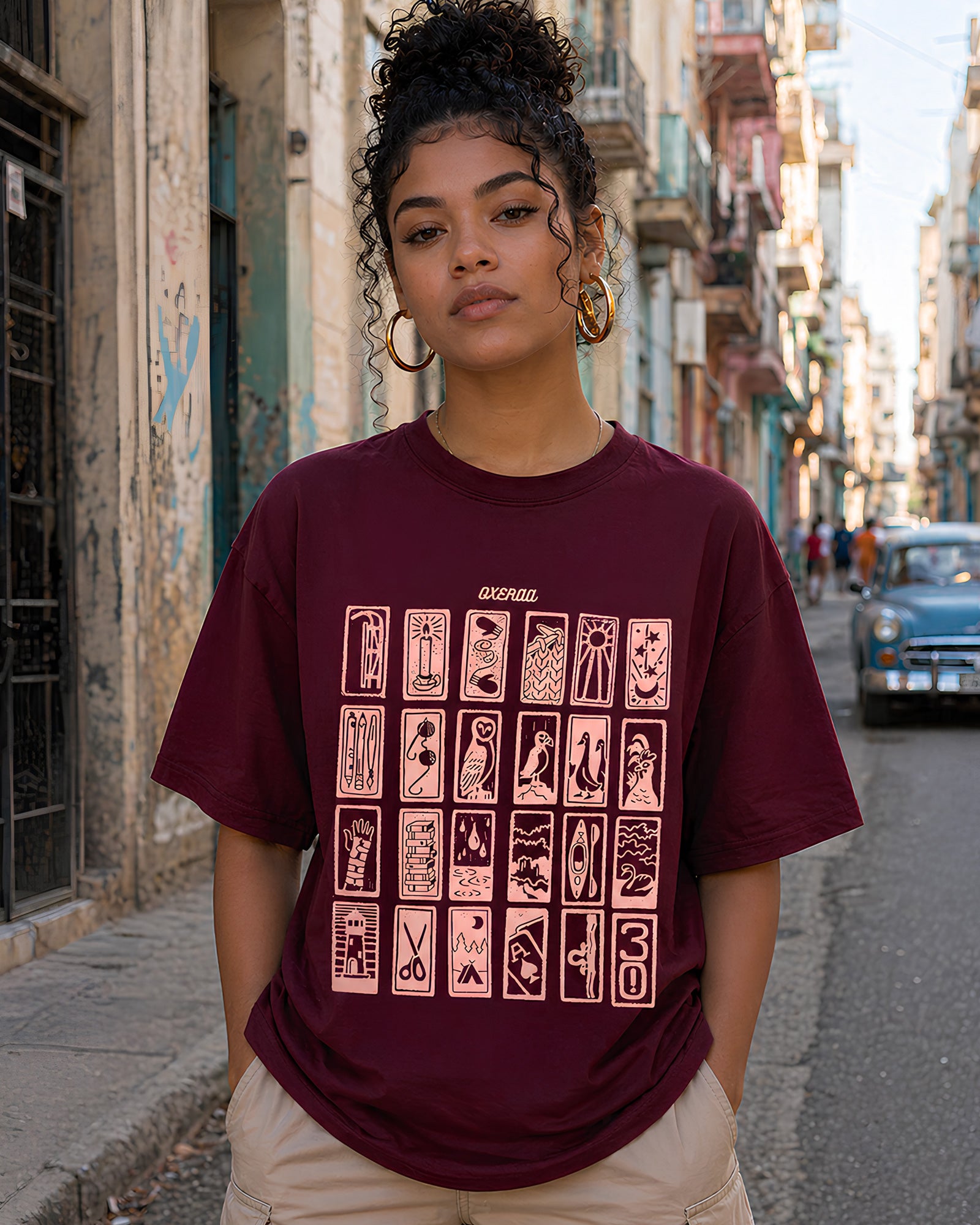 The Block Chronicle Aesthetic Print - Oversized T-Shirt for Women