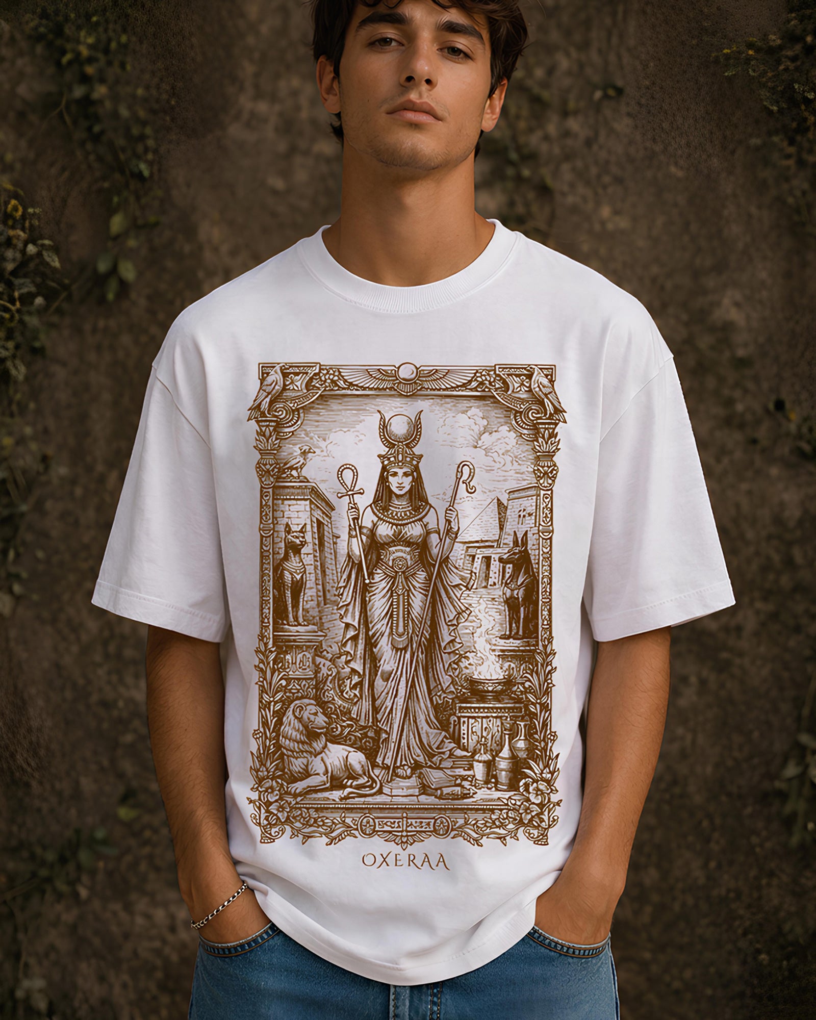 The Divine Queen Aesthetic Print - Oversized T-Shirt for Men