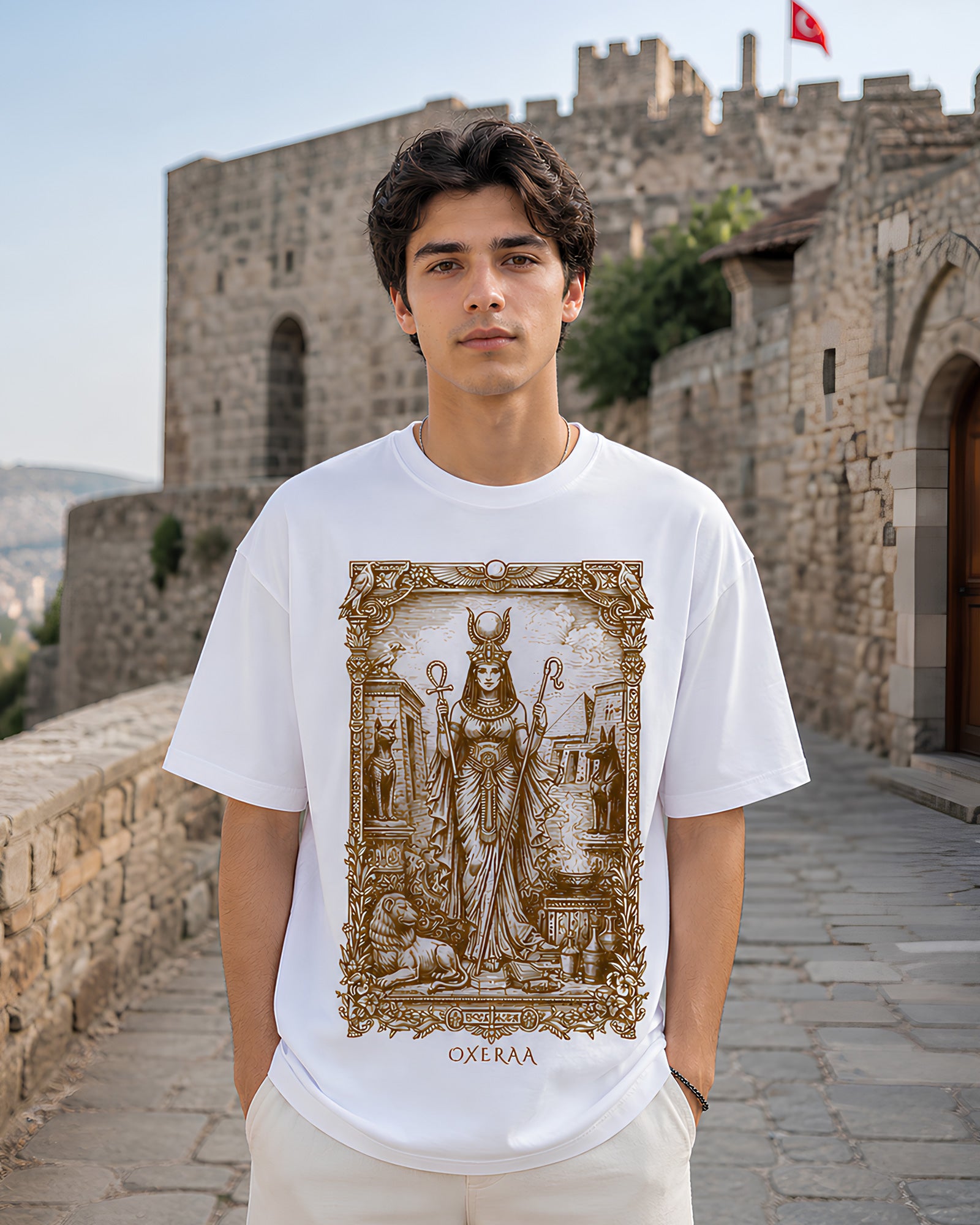 The Divine Queen Aesthetic Print - Oversized T-Shirt for Men