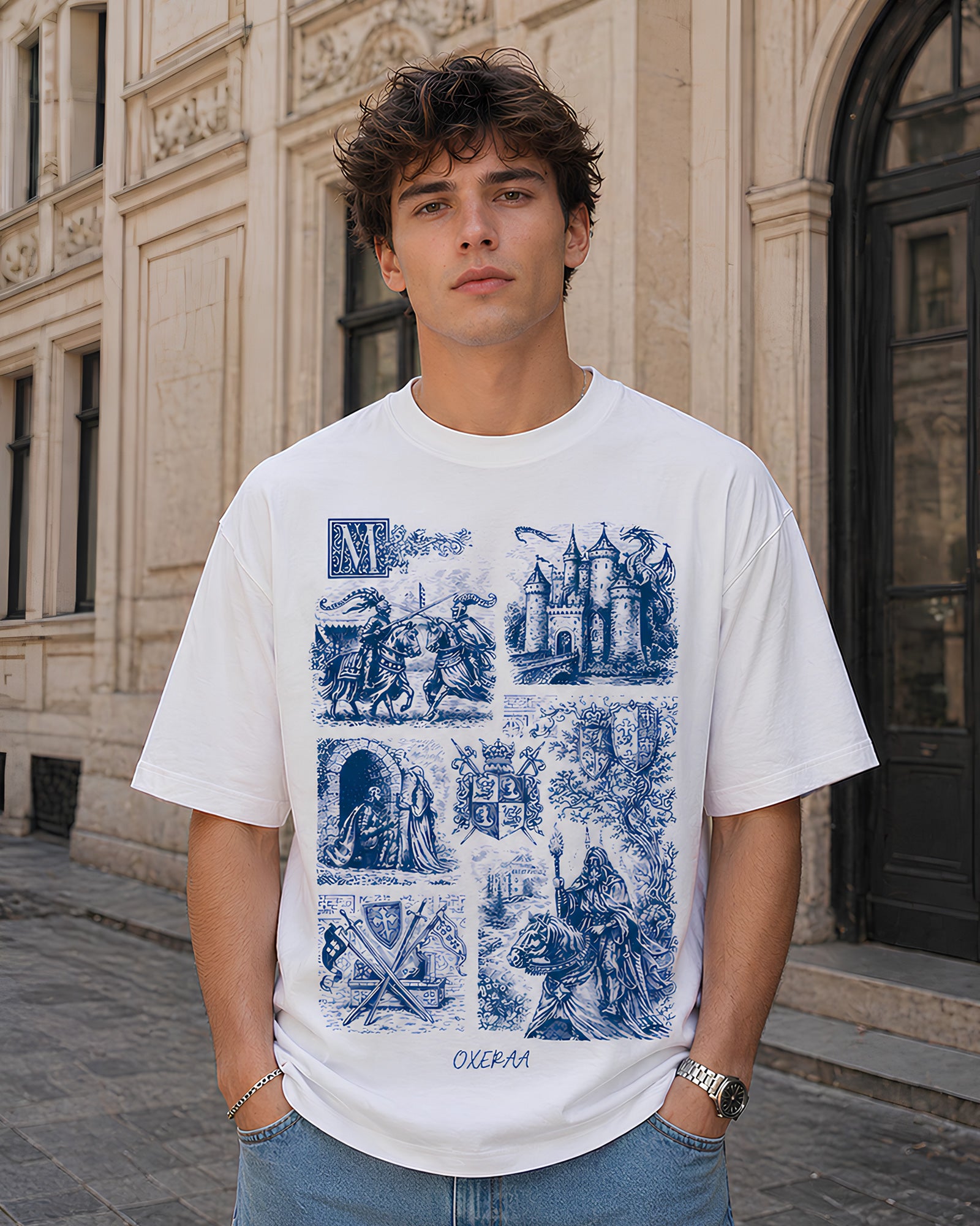 The Dragon’s Keep Aesthetic Print - Oversized T-Shirt for Men