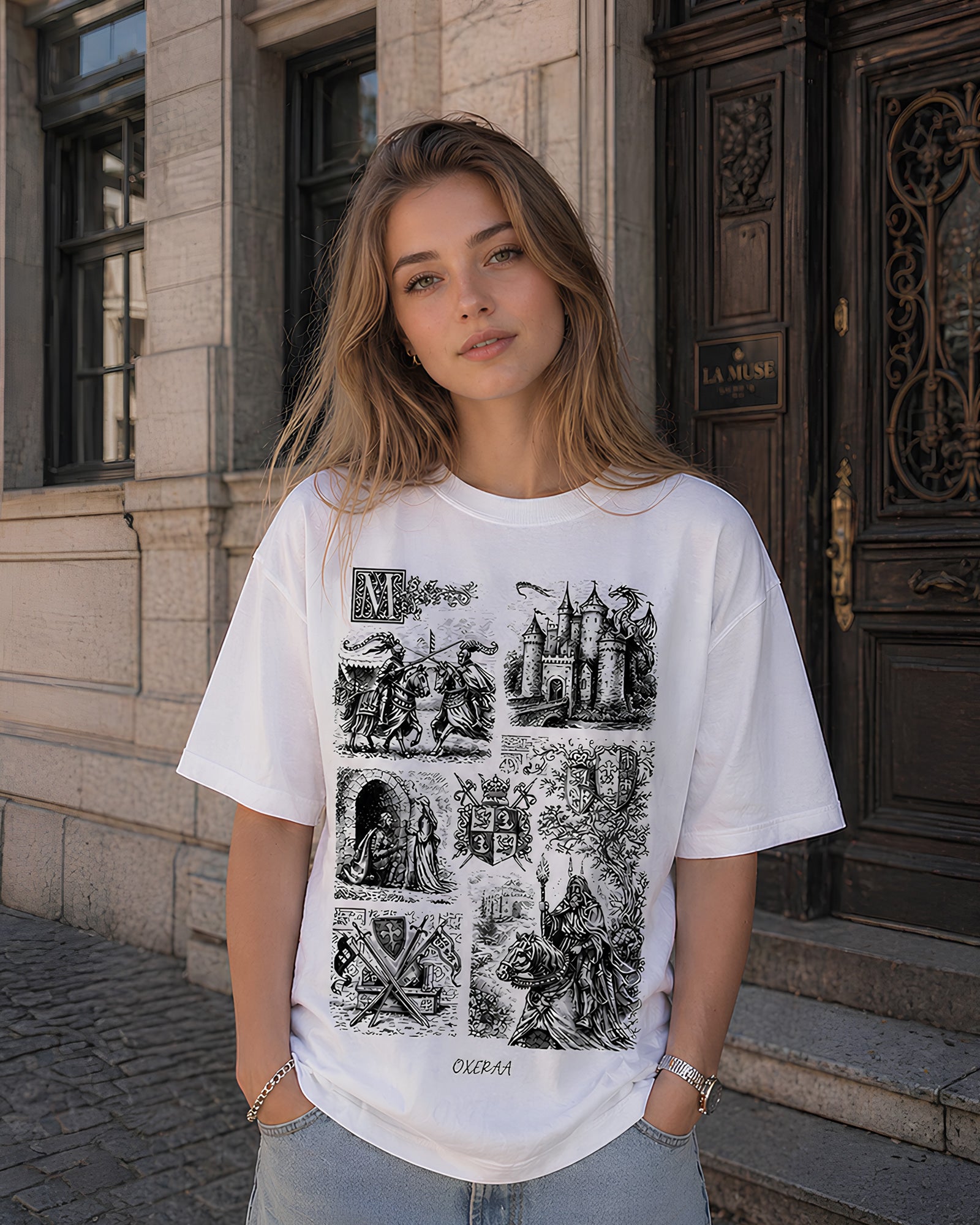 The Dragon’s Keep Aesthetic Print - Oversized T-Shirt for Women