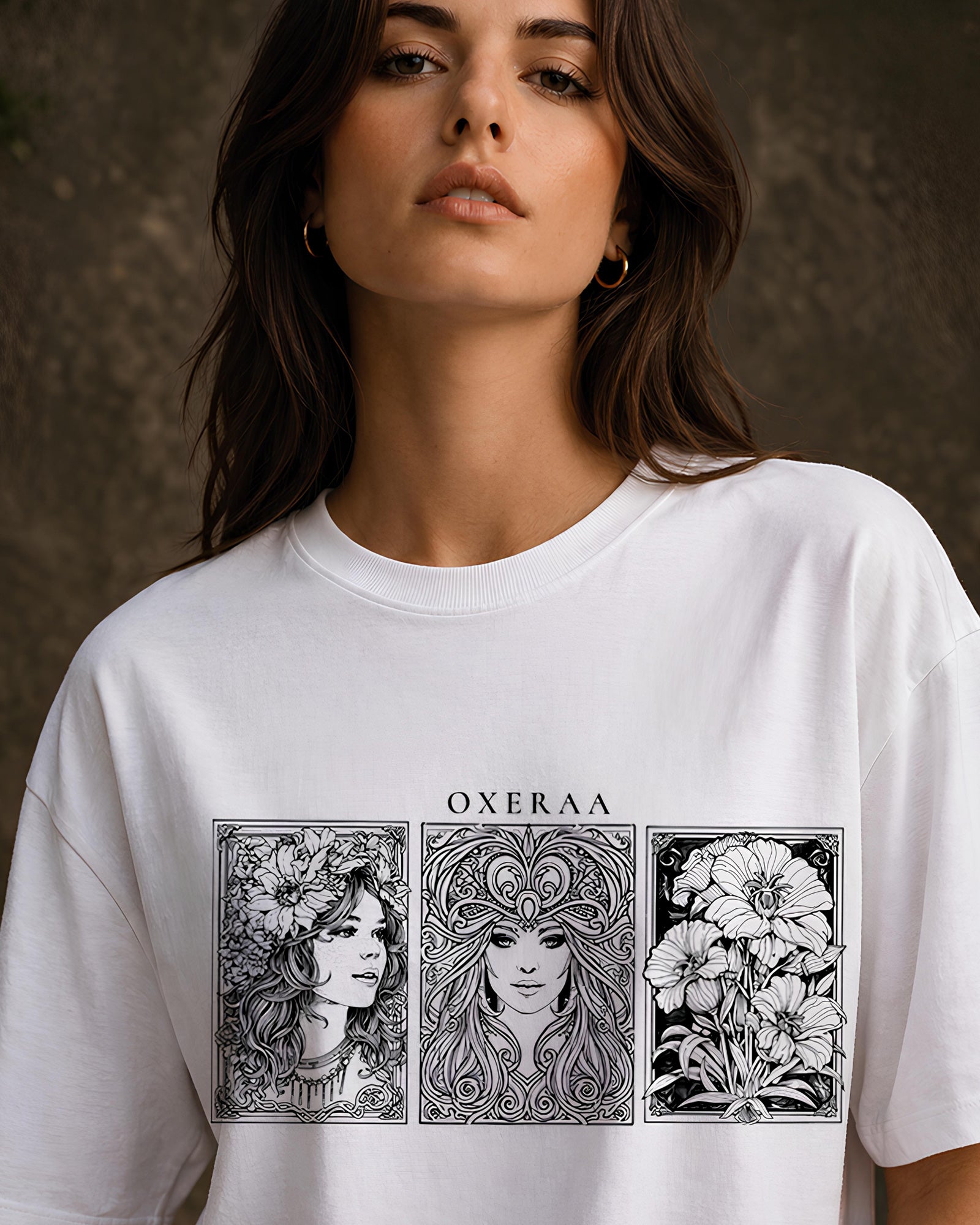 The Nouveau Beauty Aesthetic Print - Oversized T-Shirt for Women
