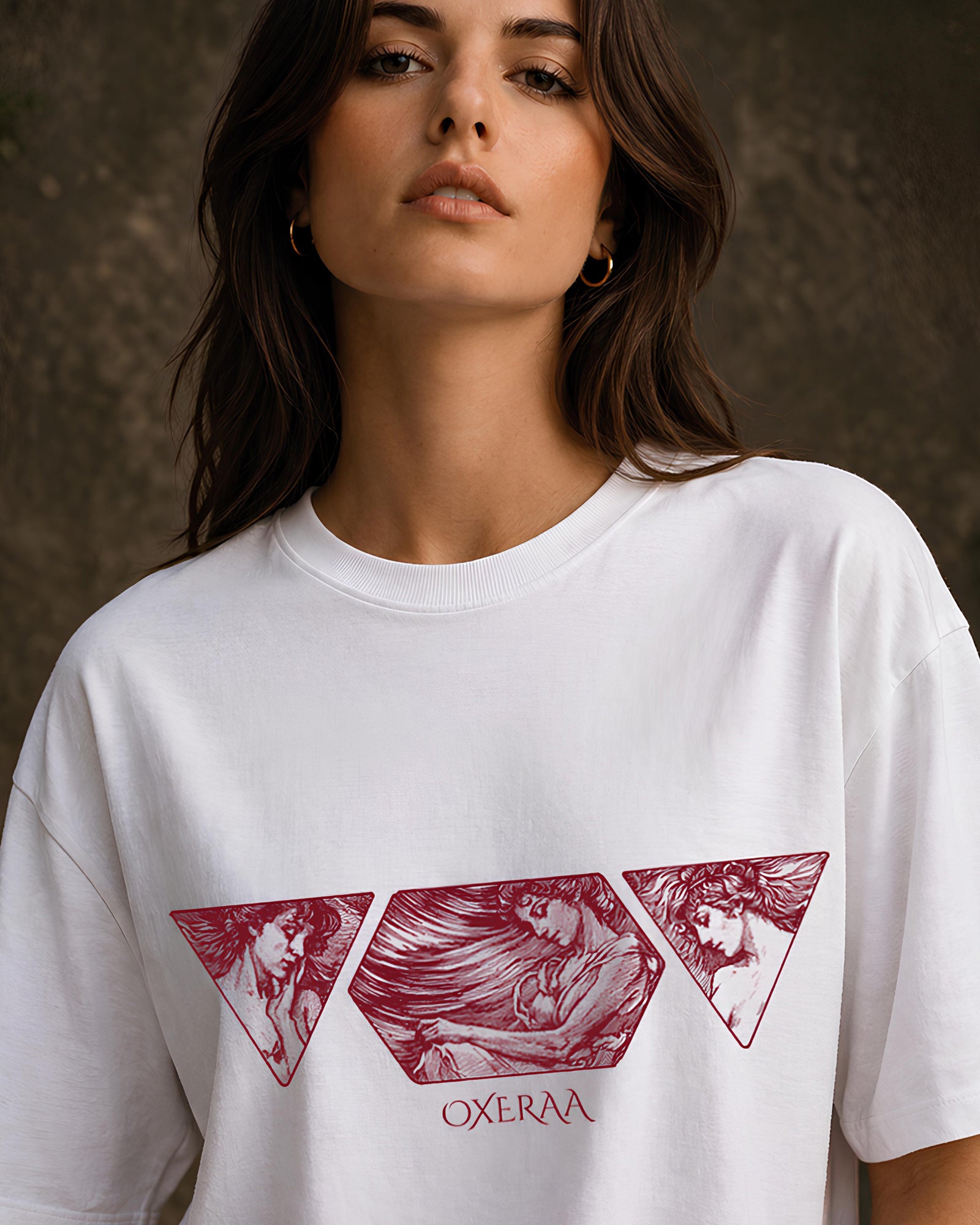The Three Graces Aesthetic Print - Oversized T-Shirt for Women