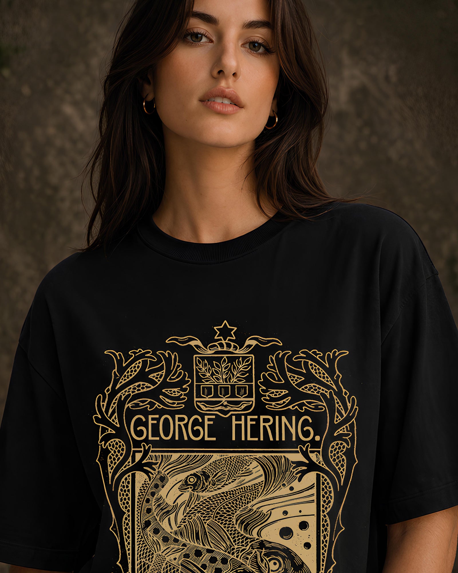 Tide Crest Aesthetic Print - Oversized T-Shirt for Women