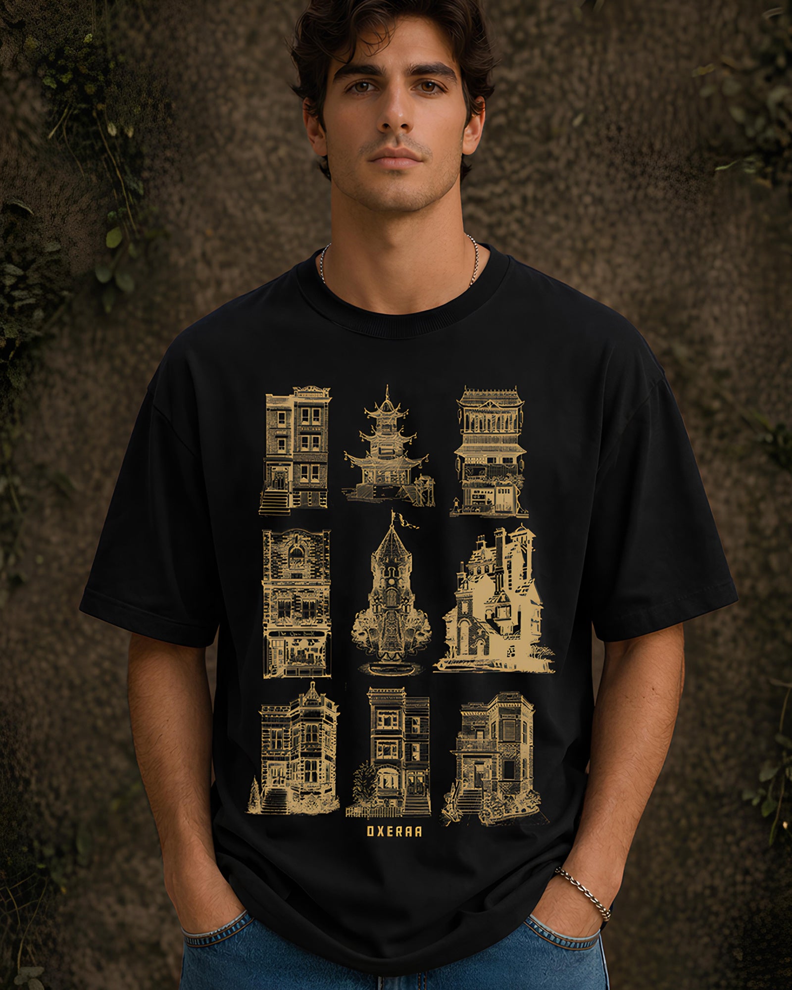 Timeless Structures Aesthetic Print - Oversized T-Shirt for Men