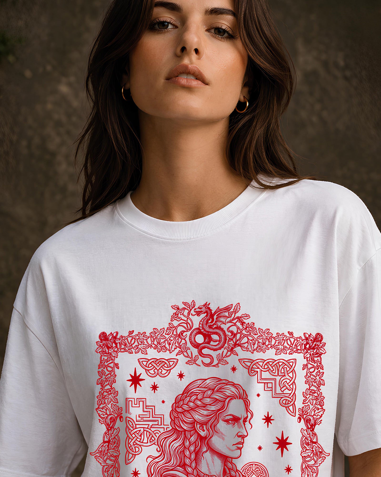 Valkyrie’s Oath Aesthetic Print - Oversized T-Shirt for Women