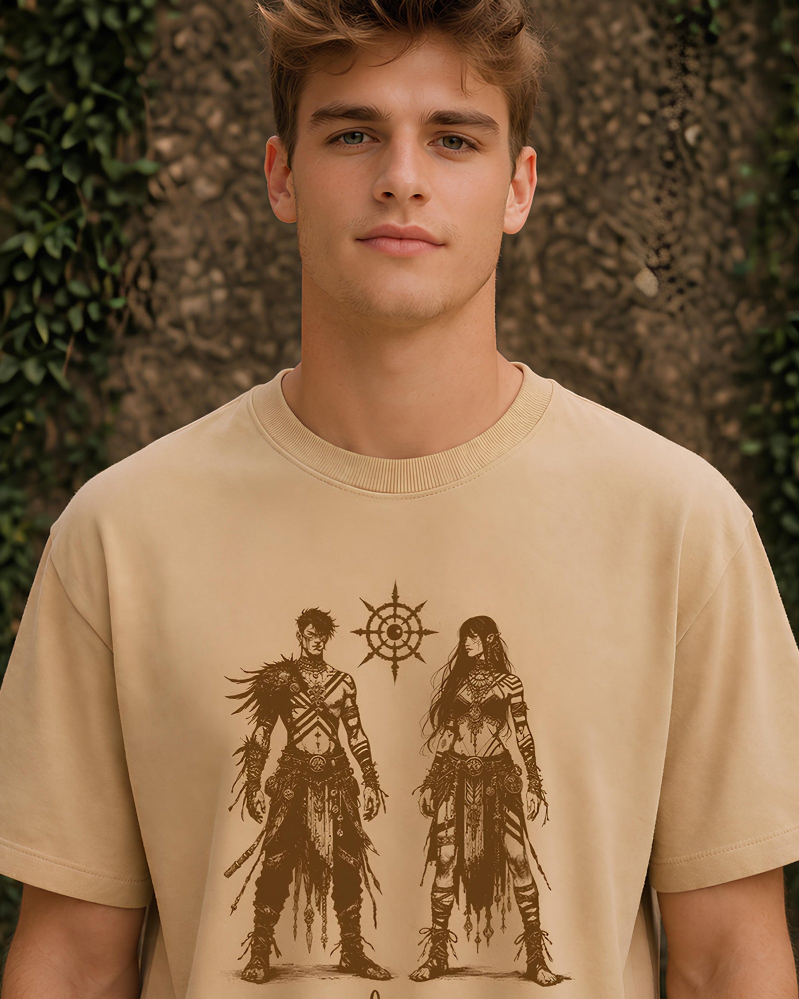Warrior Aesthetic Print - Oversized T-Shirt for Men