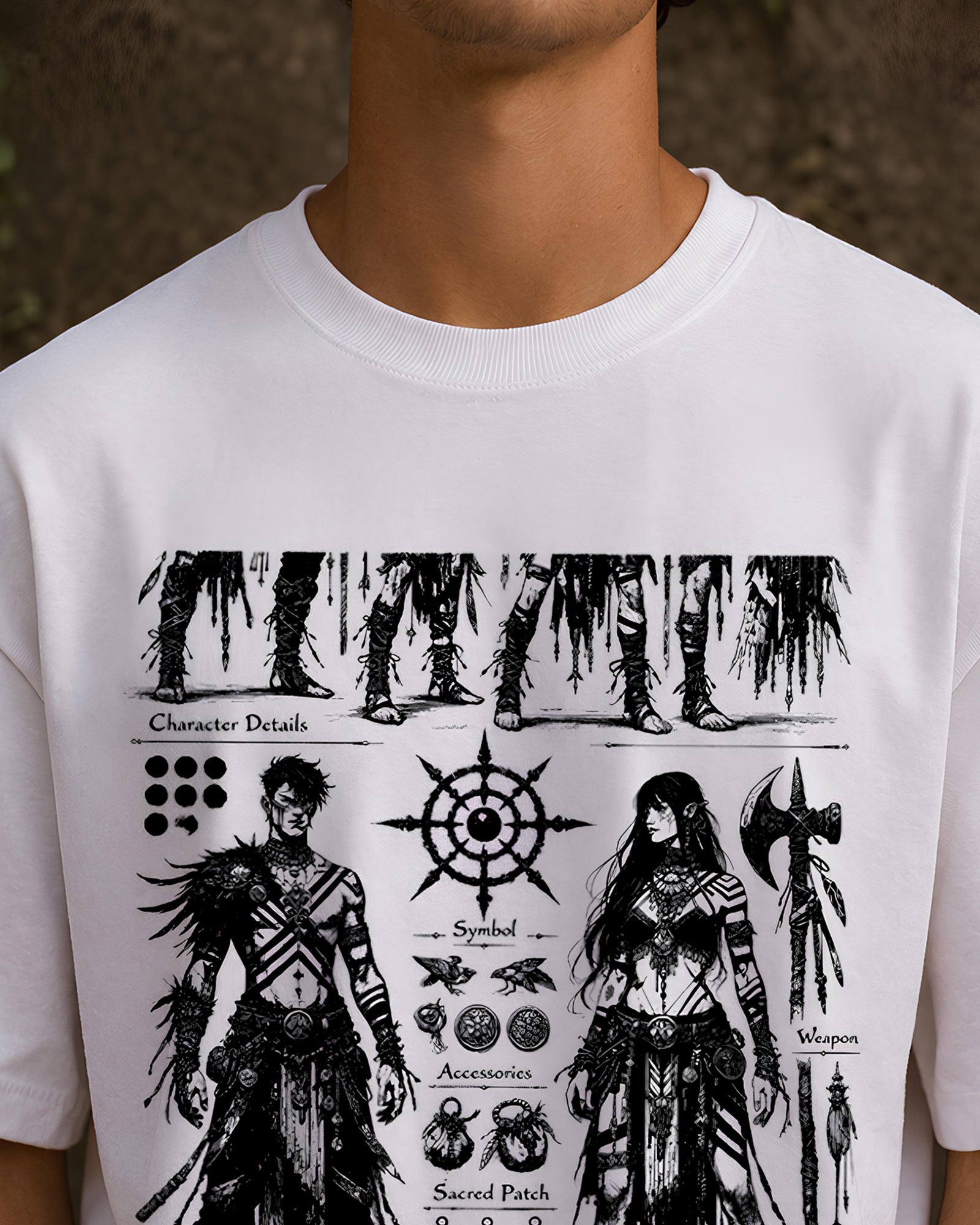 Warrior Codex Aesthetic Print - Oversized T-Shirt for Men