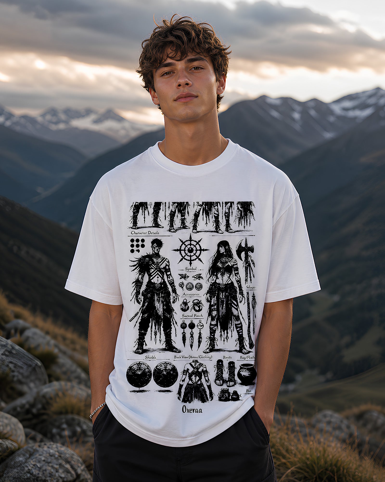 Warrior Codex Aesthetic Print - Oversized T-Shirt for Men