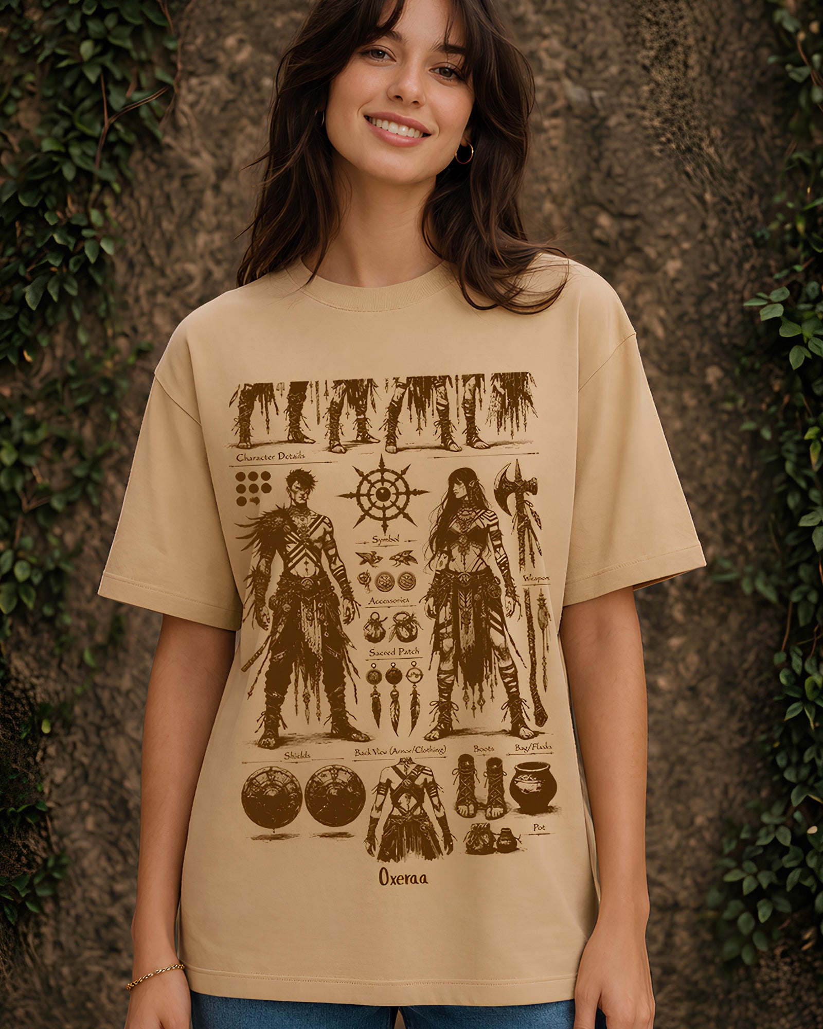 Warrior Codex Aesthetic Print - Oversized T-Shirt for Women