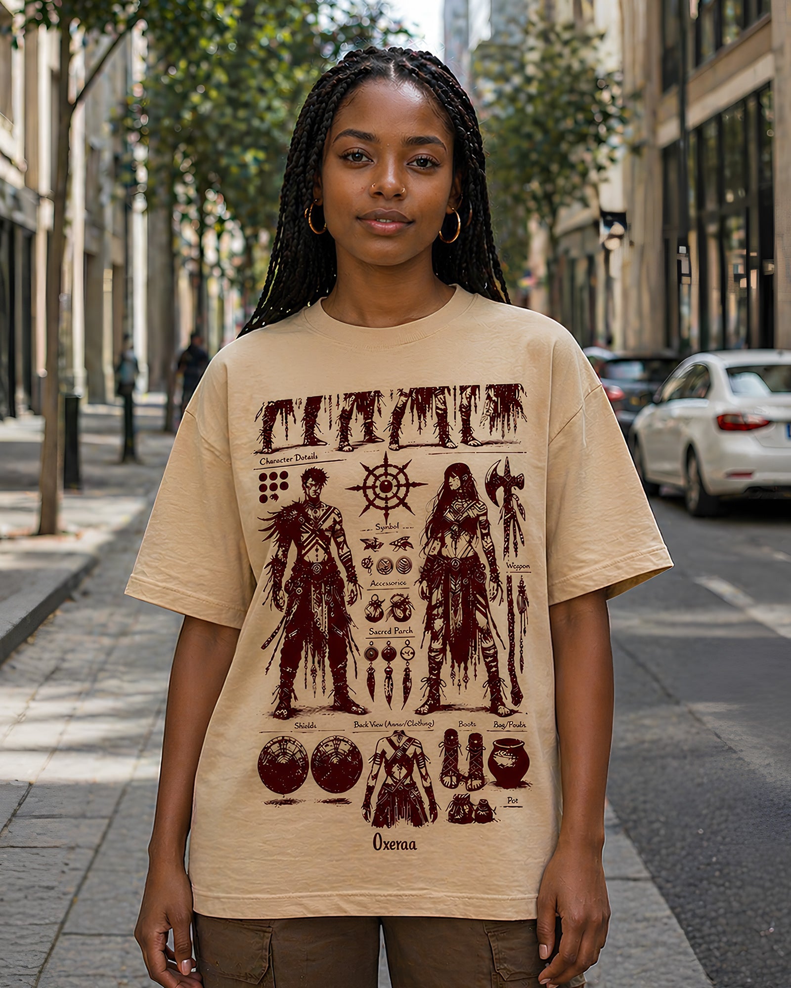 Warrior Codex Aesthetic Print - Oversized T-Shirt for Women