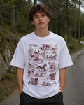 Western Toile Aesthetic Print - Oversized T-Shirt for Men