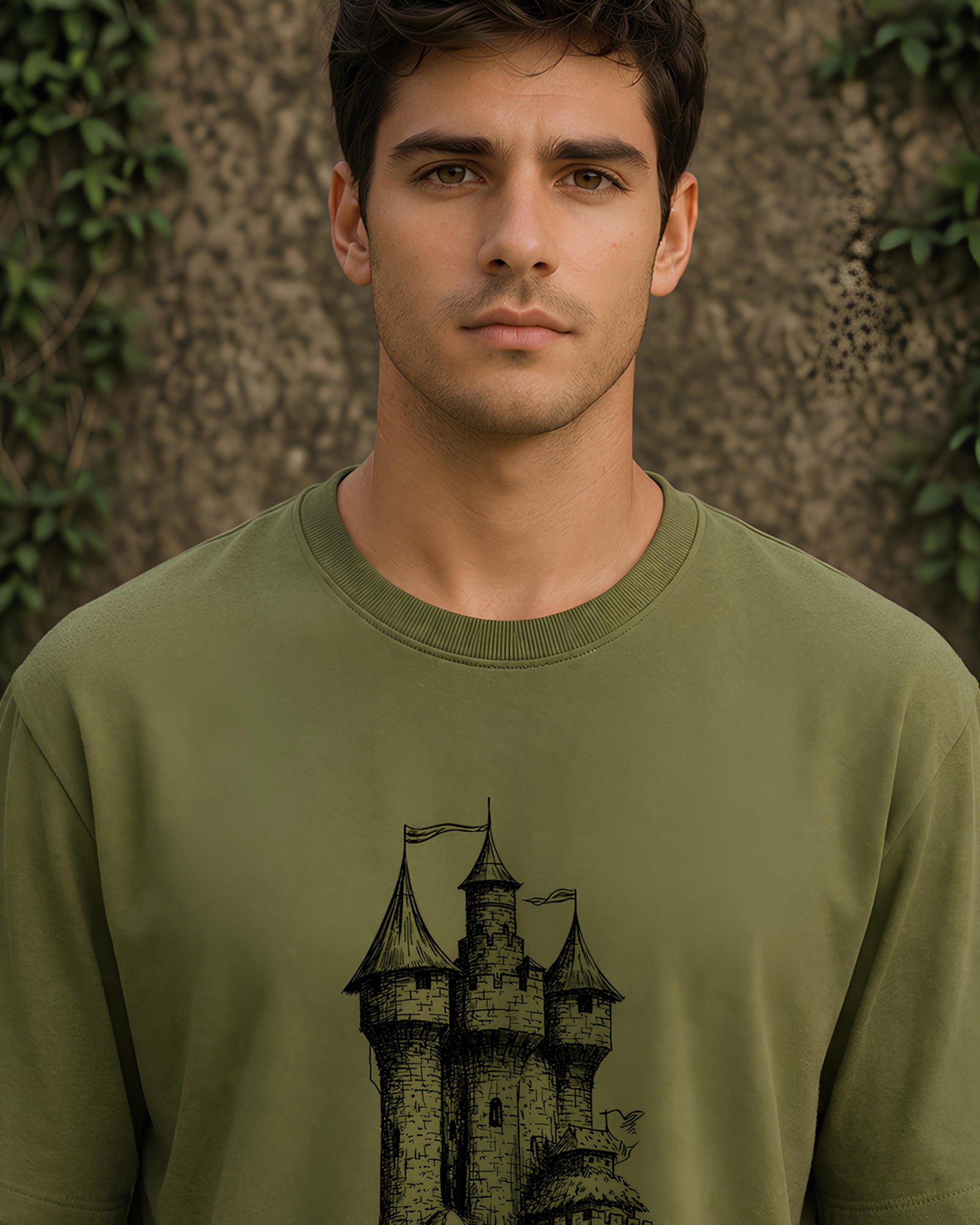 Whispering Tower Aesthetic Print - Oversized T-Shirt for Men