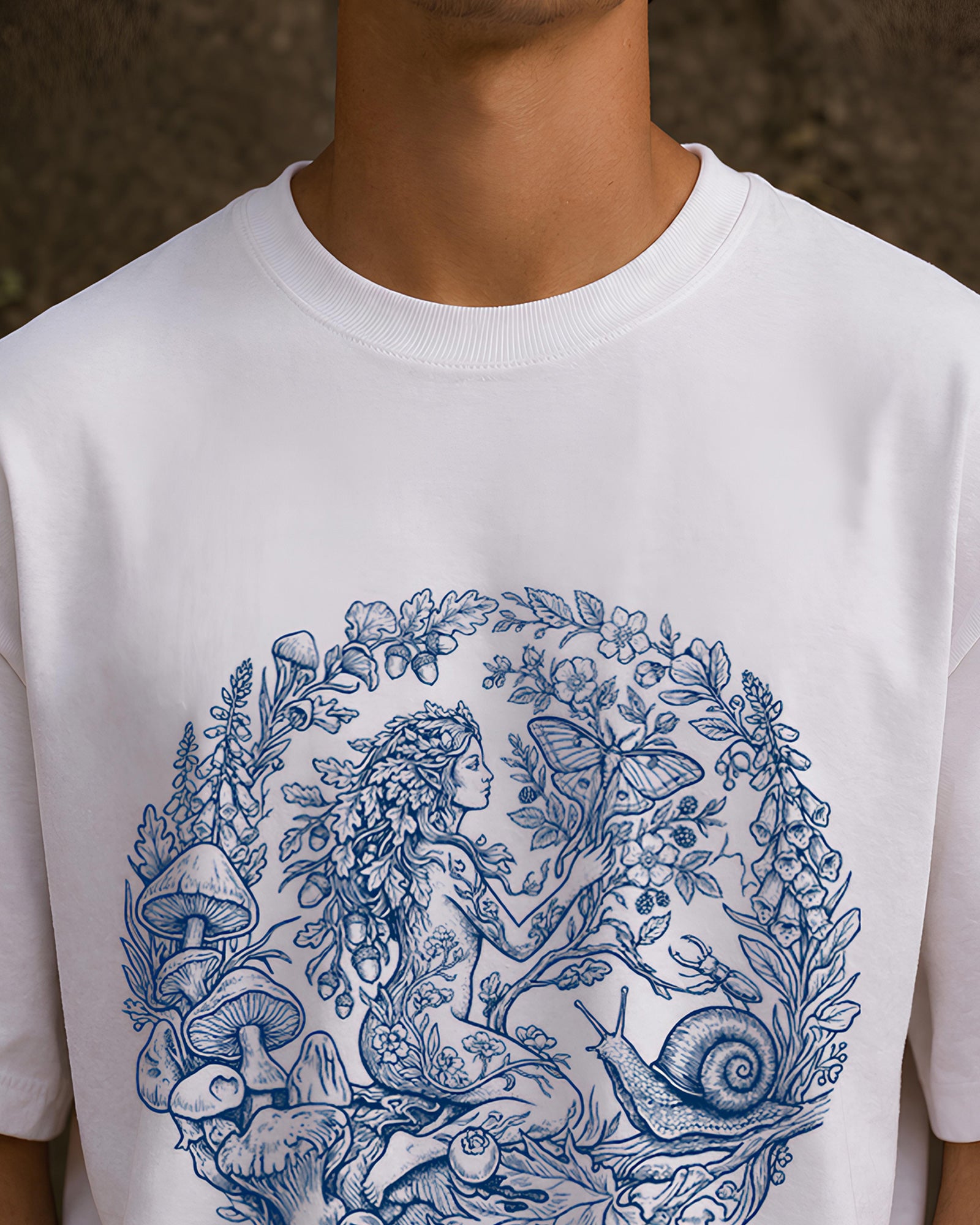 Woodland Spirit Aesthetic Print - Oversized T-Shirt for Men