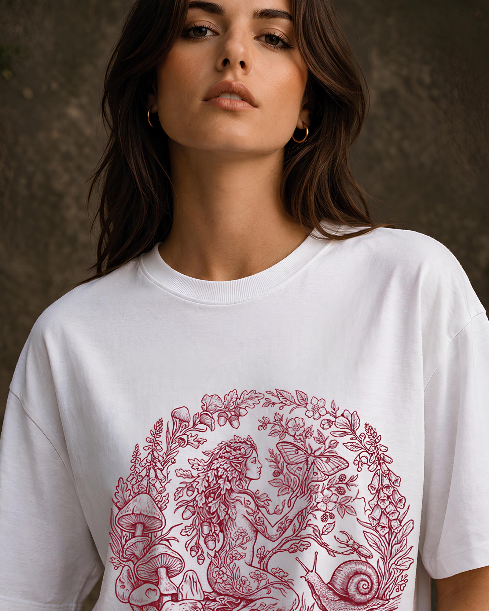 Woodland Spirit Aesthetic Print - Oversized T-Shirt for Women